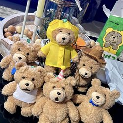 Ted2 Teddy Bear Action Plush Pendant    Set of 6 