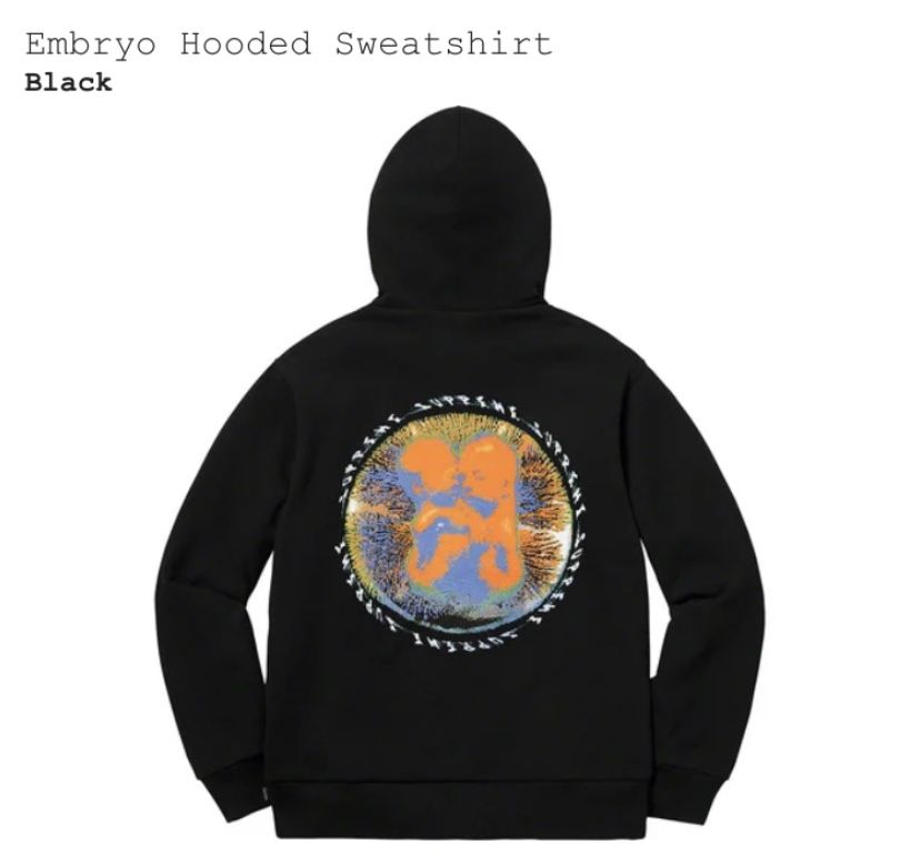 SUPREME Embryo Hooded Sweatshirt M brand new.