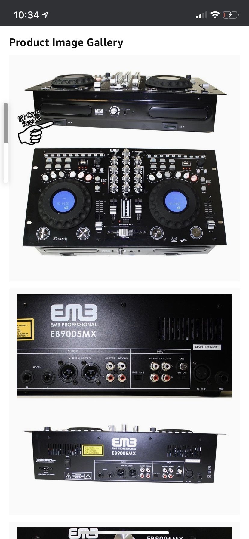 EMB - EB9005MX - NEW Professional DUAL CD/USB/SD/MP3 Mixer CDJ