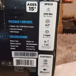 Hover-1 -ALL-STAR in Bluetooth Speaker LED Wheel Lights Headlights Black 7MPH 220 lbs 6.5 Tires 7 mph max Distance por change LED infinity wheel Light