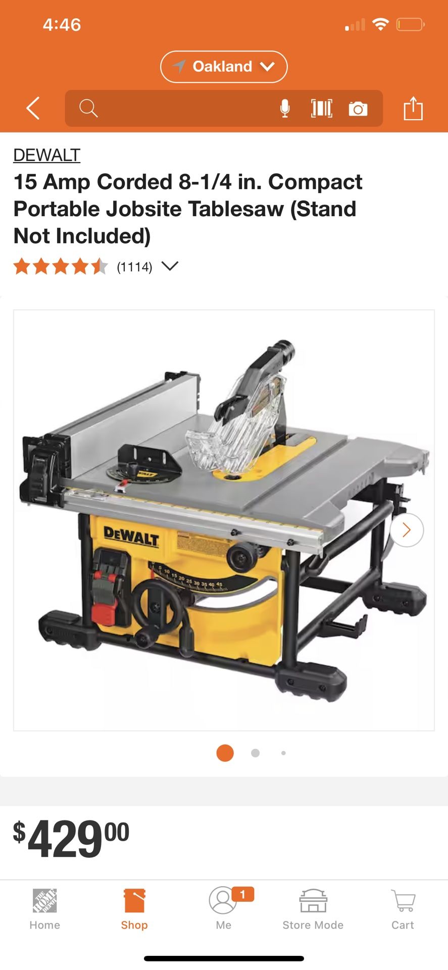 Dewalt portable Table Saw DWE7485