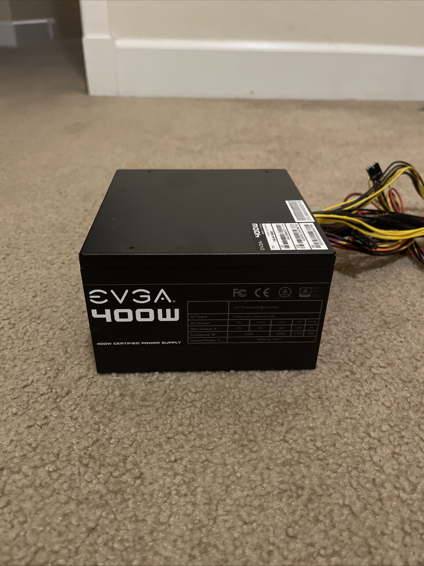 EVGA 400W Power Supply 100-N1-0400 with Plug 100N10400L1 Used