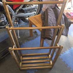 Solid Wood Freestanding Towel Rack Rustic Brown Freestanding Towel Rack 34-in x 18-in x 9-in