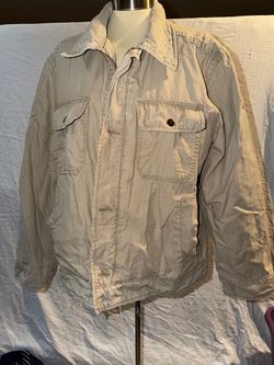 Vintage Route 66 Men's Canvas Field Jacket Khaki Beige Size Large