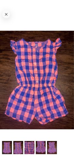 Size 18M Carter's Baby Girl Plaid Romper