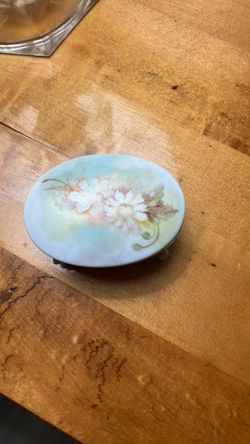Hand-Painted Porcelain Footed Trinket Dish