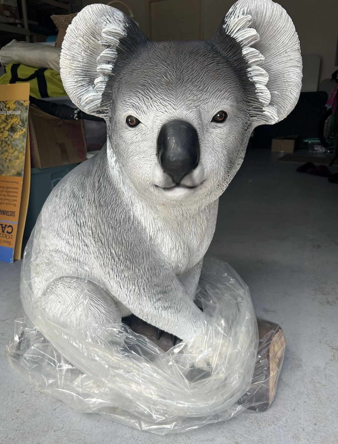 Large koala On A Log collectible Statue