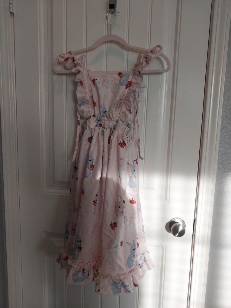 Pink Strawberry Bunny Ruffle Dress
