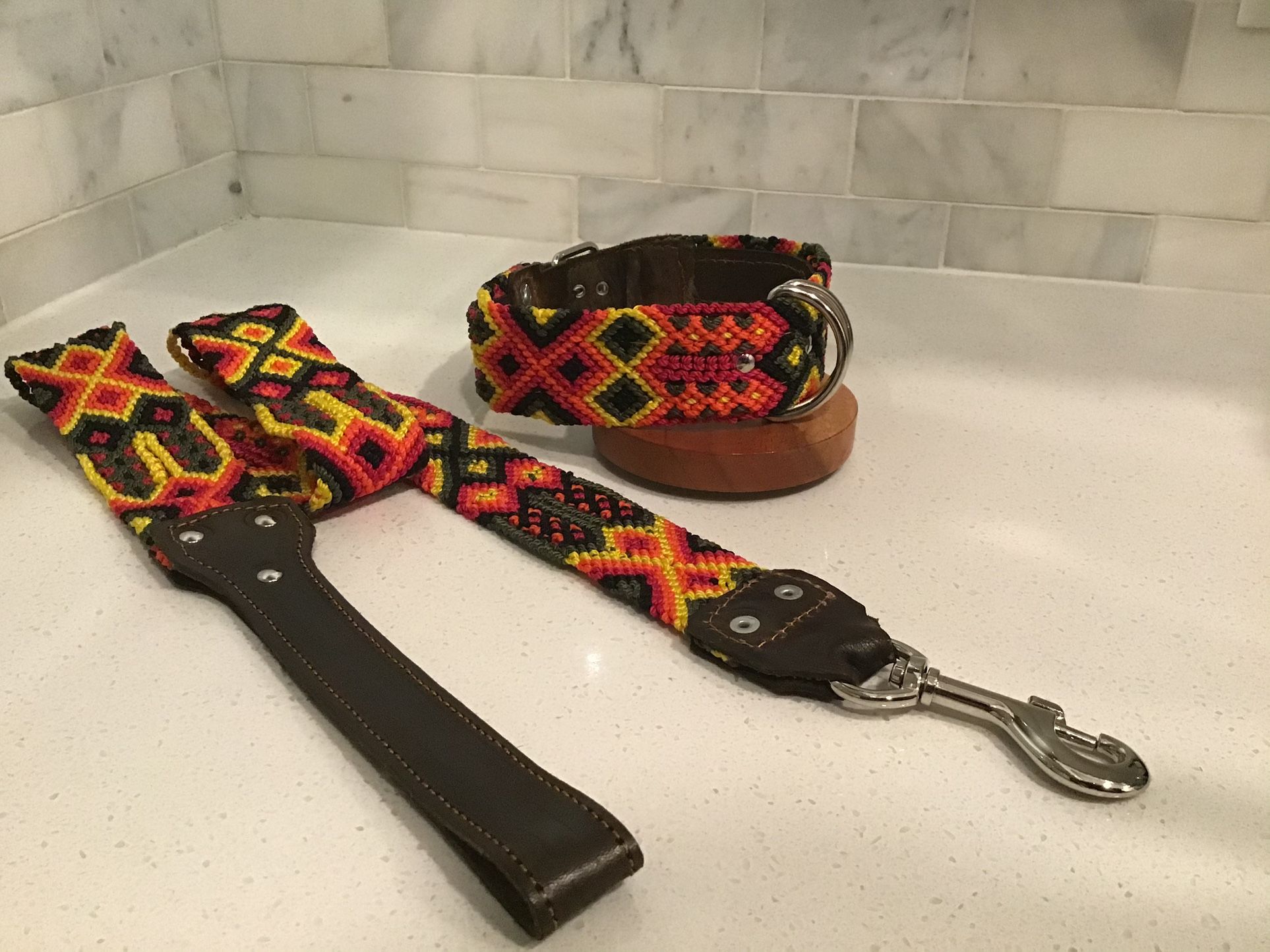 Bold 19.5” Artisan Dog Collar & Leash Set – Handmade & Durable