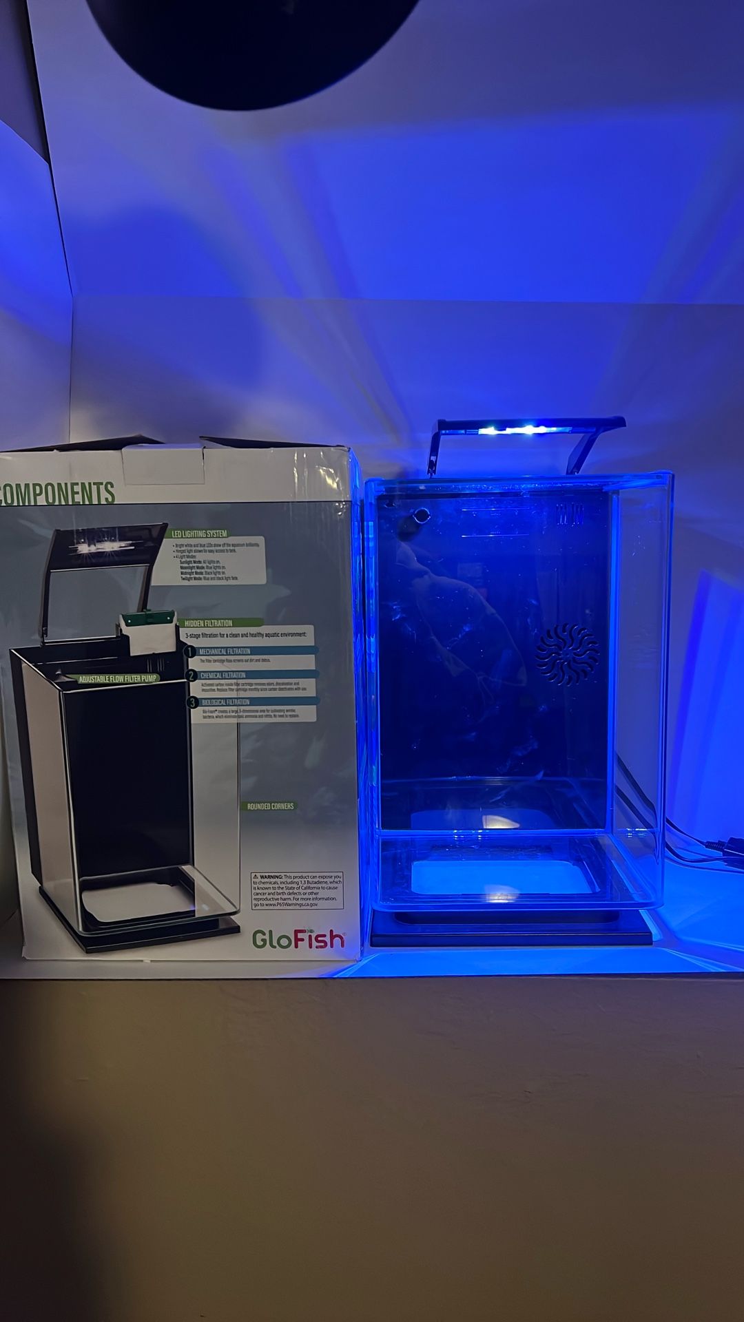 GloFish Desktop Cycle Light And Hidden Filtration Aquarium Kit, 5 Gallon