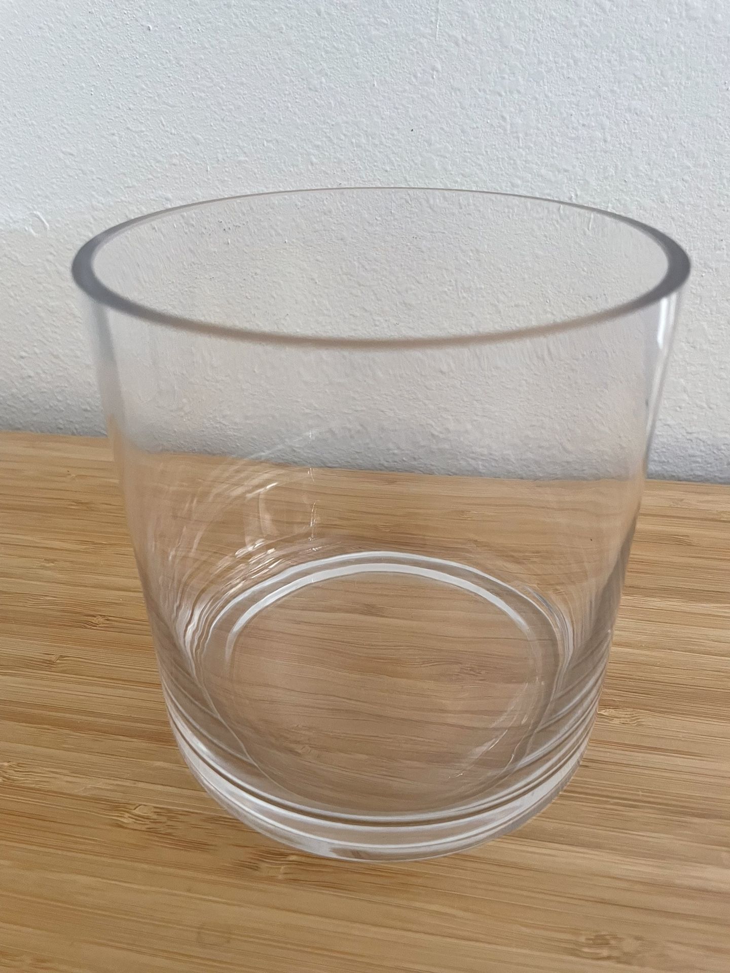 Thick Cylindrical Glass Vase - 5”Wx5”H