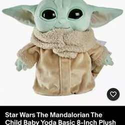8" Star Wars The Mandalorian The Child Baby Yoda Grogu 8” Plush by Mattel  New With Tags.