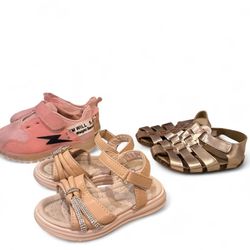 Babygirl Girls Shoe Lot 3 Pairs Pink Sneakers Rhinestone & Metallic size 5c