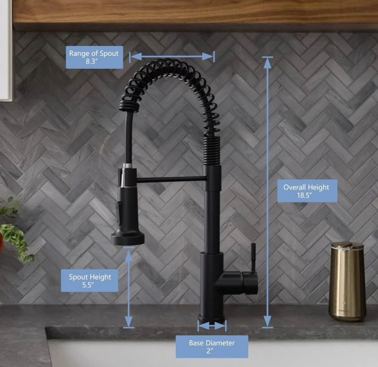 Kitchen Faucet with Pull Down Sprayer Single Hole Spring Kitchen Sink Faucet, Suitable for Farmhouses, RV, Utility Laundry Room, Outdoor, and Campers,