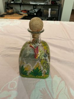 Baudelio Castillo Hand-Painted Glass Bottle