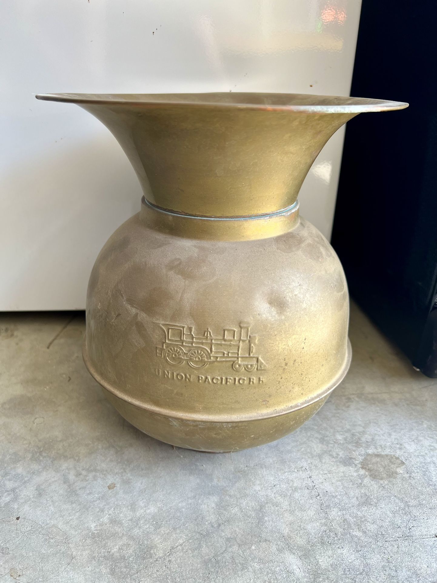 Brass Union Pacific Railroad Spittoon