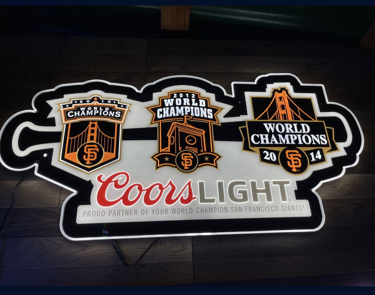 *Brand New In Box* SF GIANTS 3 WORLD SERIES LED SIGN