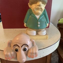 Statues…70s Little Shelf Cartoon Nose Or Squishy Grumpy Man.$4 Each 