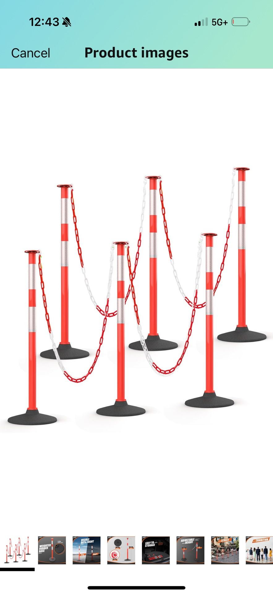 6 Pack 34 Inches Traffic Delineator Posts with Weighted Rubber Base ...