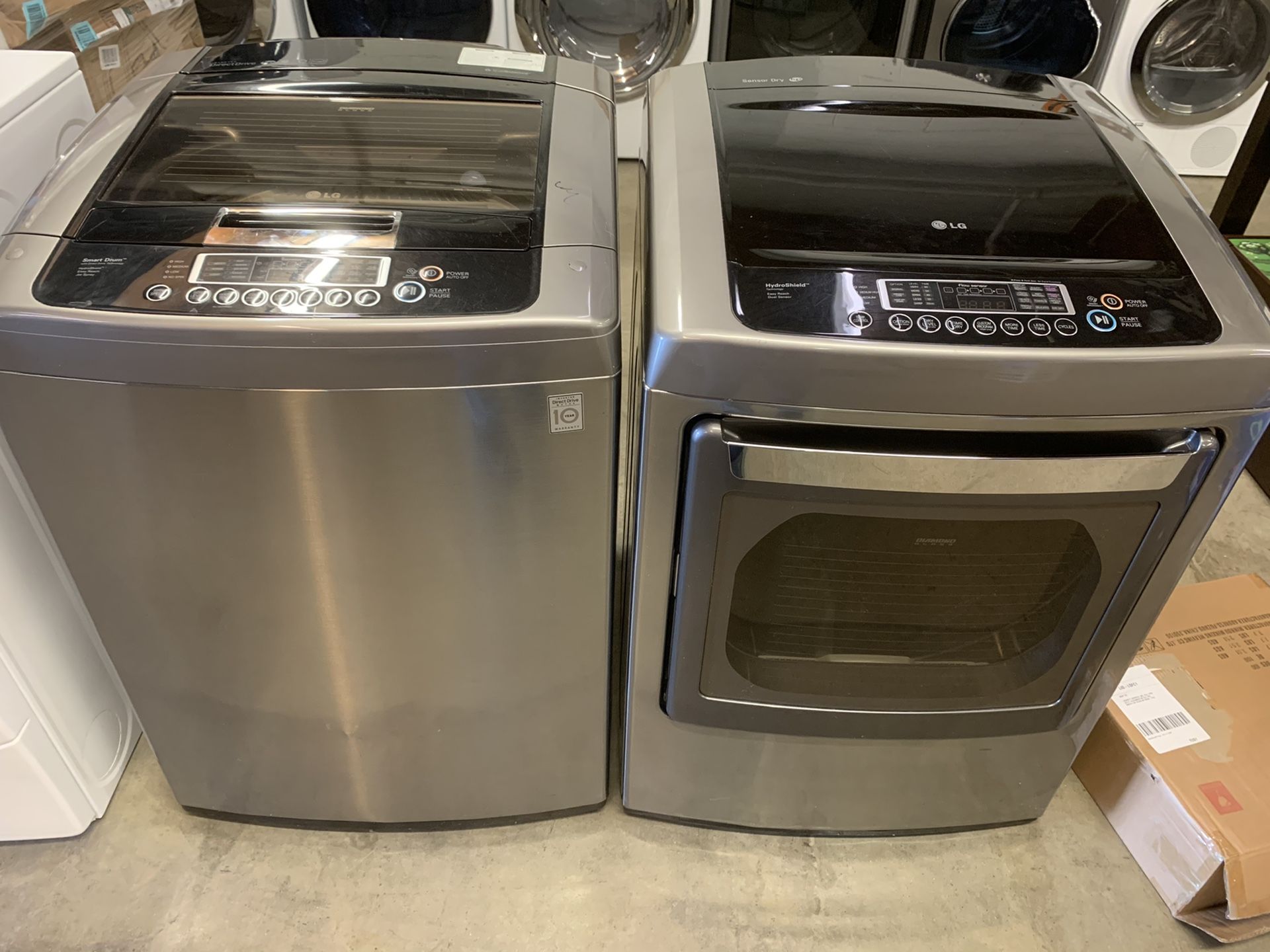 LG top load washer and dryer