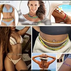 Boho Multi Layer Waist Chain Elegant Elastic Waistband Decorative Bikini Belly  For Women