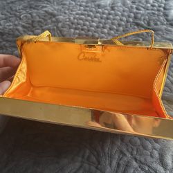 Canolee Exotic Fur Rectangle Gold And Orange Color 