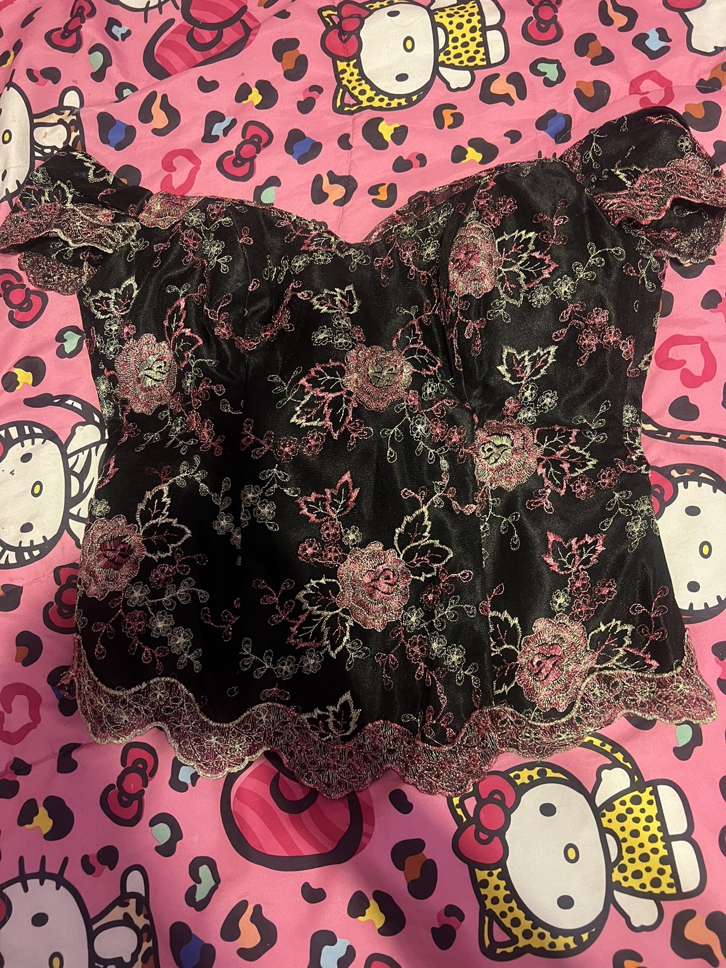 floral lace zip up corset