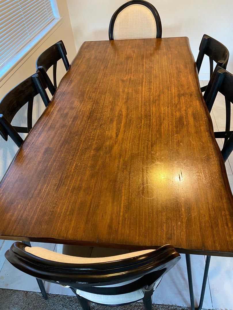 Wooden Dining tables + 6 dining chairs