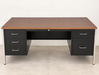 Metal Office Desk with Wood Top