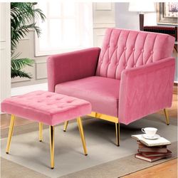 Velvet Accent Chair with Ottoman(Jh852A)