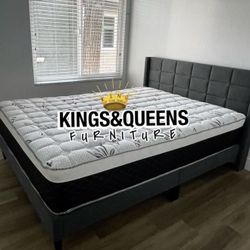 Queen Size Bed Frame With Pillow Top Mattress Included 