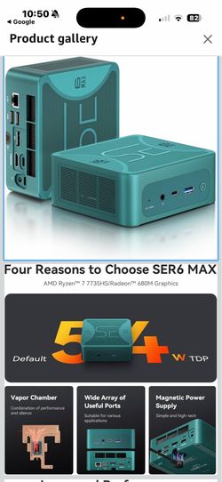 Beelink SER6 Max Mini PC, AMD Ryzen 7 7735HS (8C/16T, Up to 4.75GHz), 32G DDR5 1TB PCIe4.0 SSD, Radeon 680M Mini Gaming PC Supports 4K@144Hz Quad Outp