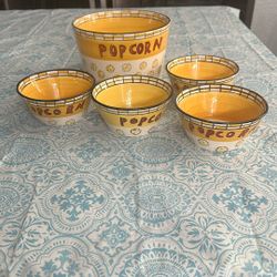 Ceramic Hand Painted Popcorn Set