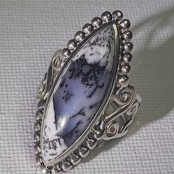 Dendritic Opal (Chalcedony Variety) Ring – Size  8