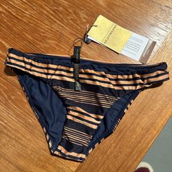 VIX Paula Hermanny Bikini Bottom Brand New Size S Navy/golden Brown Striped