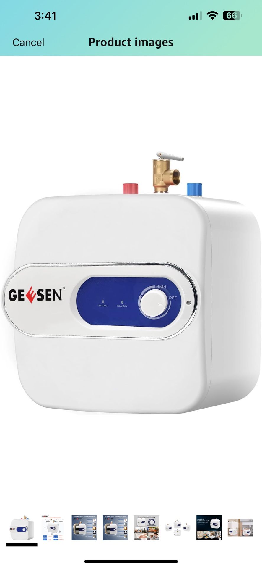 4 Gallon 15L Large Size Under Sink Tank Water Heater Hot Storage,Mini Instant Electric Kitchen Compact Point-of-Use,2 PCs 16” Long 1/2”FIP Stainless S