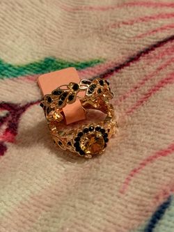 Gold-Tone Dragon Ring with Amber Stone