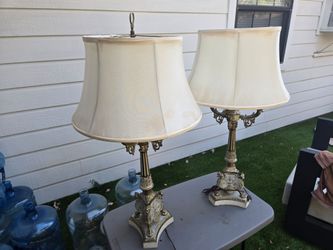 Pair of Ornate Brass Table Lamps