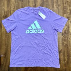 NWT ADIDAS Men's Logo-Graphic Short Sleeve T Shirt Violet Fusion Purple Green XL