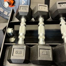 Hex Rubber Dumbbell Pair 5 lb