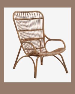 Natural Rattan High-Back Lounge Chair