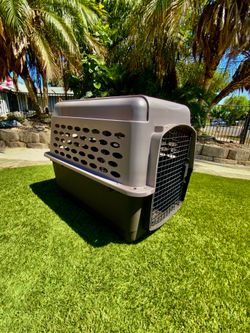 Plastic Portable Dog Carrier; Hard-Sided Travel Pet Carrier, Metal Door, for Pets 32"