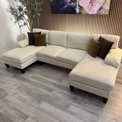 Sectional  Free Delivery Couch Cream U-Shaped
