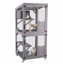 Air22 Outdoor Cat Catio AIR22, Cat House for 2–3 Cats, Connects to Window or Cat Door