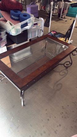 Glass Top Coffee Table with Wood Frame