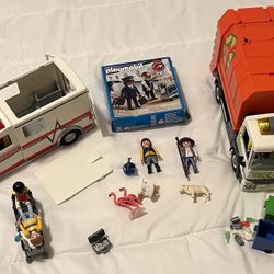 5 PLAYMOBIL SETS: Garbage Truck, Ambulance, Flight Attendant, Zookeeper, Shepherd