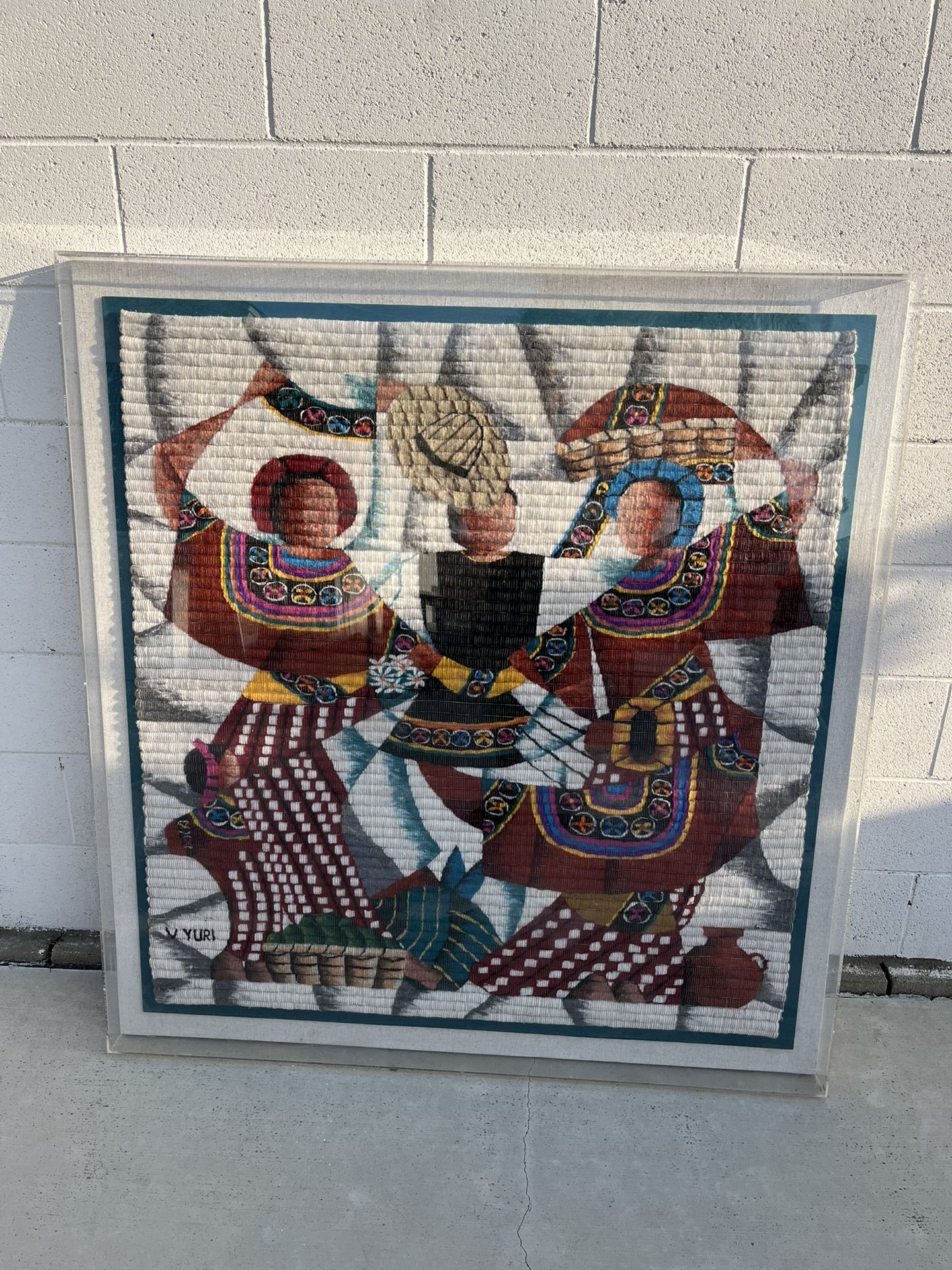 Antique Picture Made by Fabric and It Covers By Acrylic