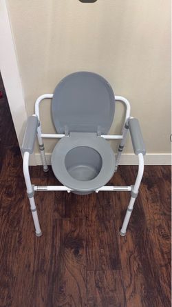 Folding Bedside Commode Chair with Armrests