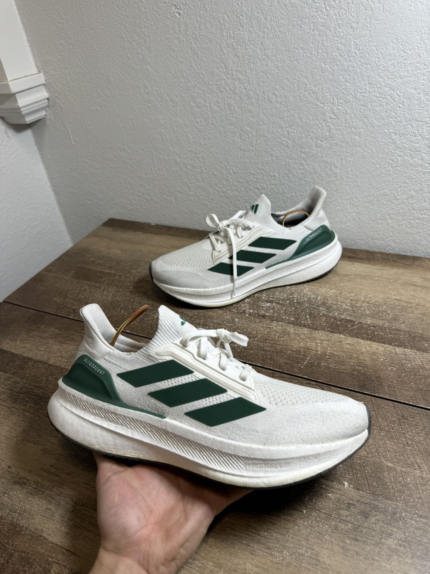 Men's Adidas UltraBoost 5X Running Shoes White / Green Sz 10.5 JH7248