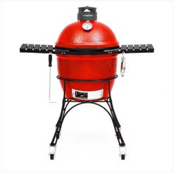 Classic Joe II 18 in. Charcoal Grill in Red with Cart, Side Shelves, Grate Gripper, and Ash Tool